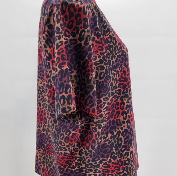 Vtg Impressions of California Leopard Print Padded Shoulders Blouse Size M - Picture 6 of 7
